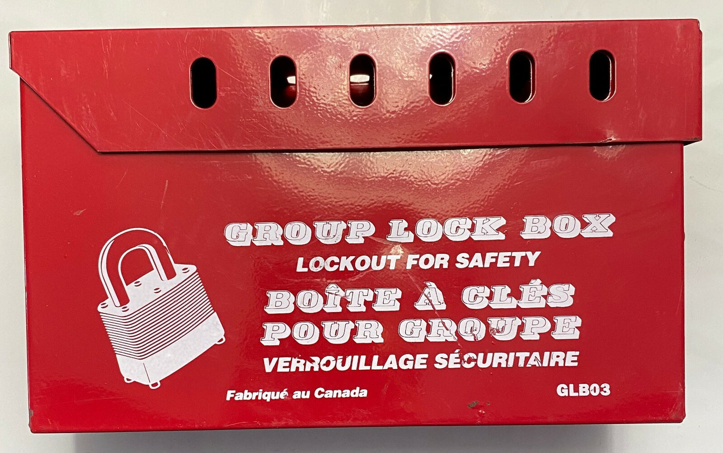 NORTH SAFTEY HONEYWELL GROUP LOCK BOX GLB03 RED STEEL LOCKOUT BOX FOR 13 LOCKS